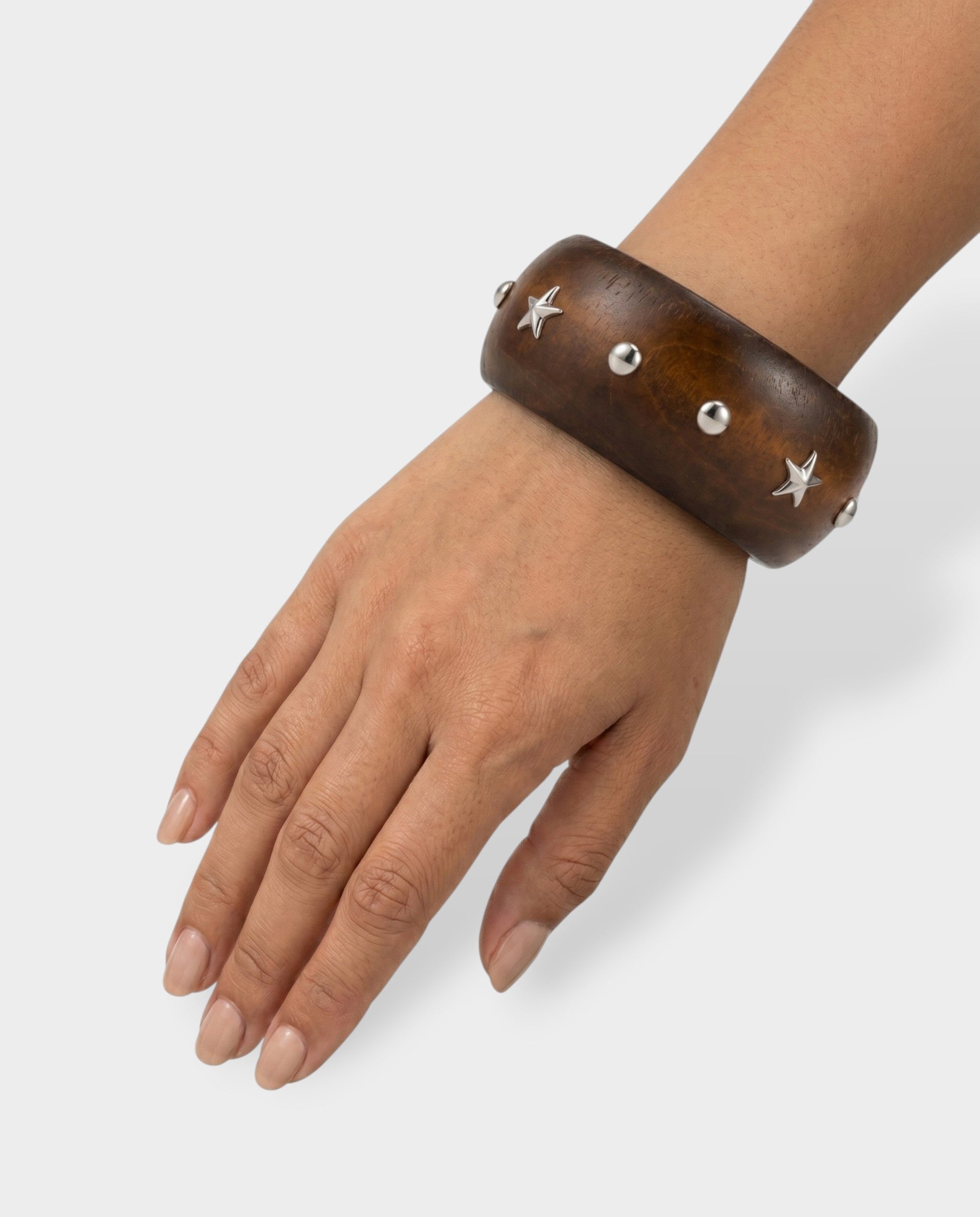 Wooden Studded Cuff Bracelet