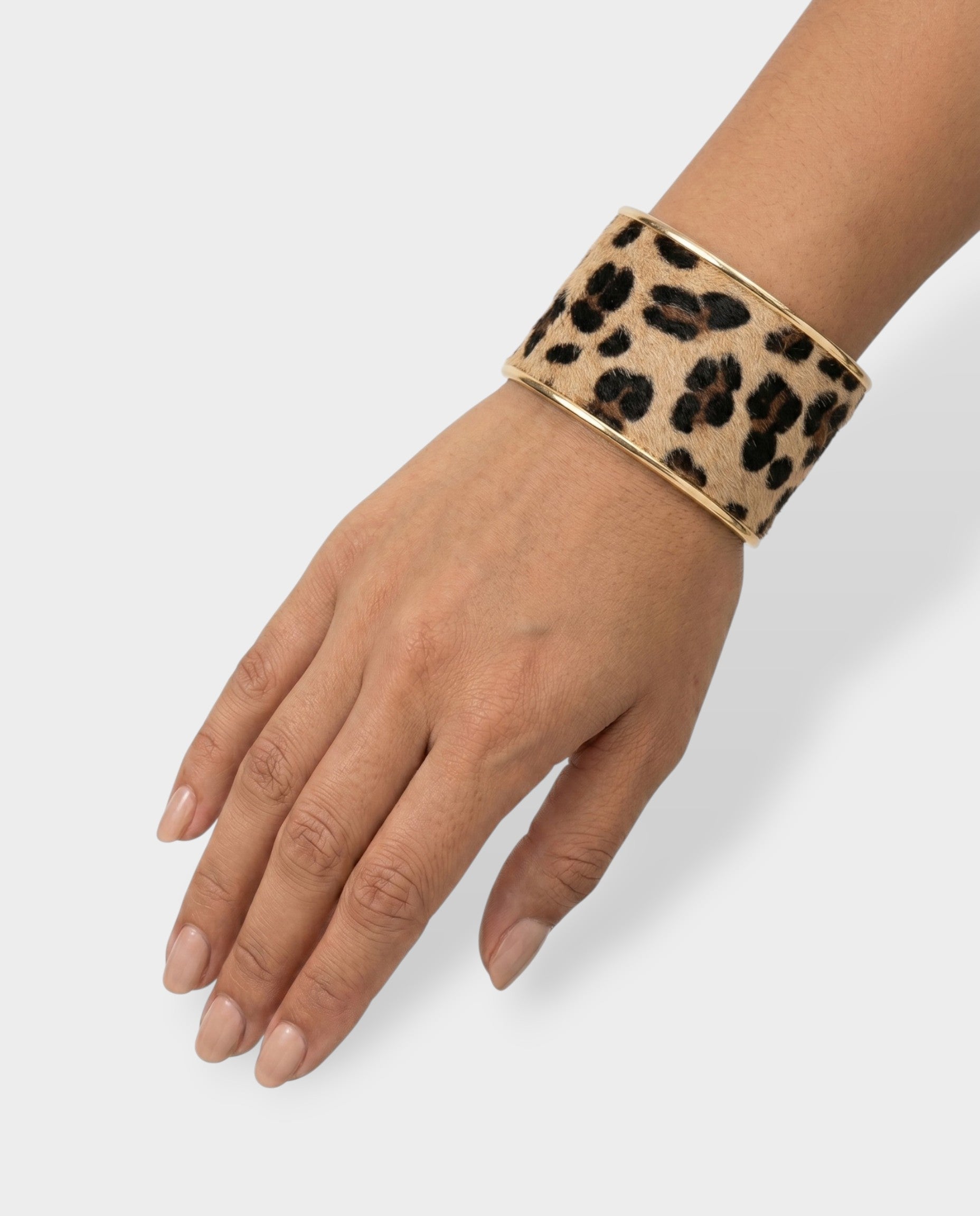 Leopard Faux Fur Wide Cuff Bracelet