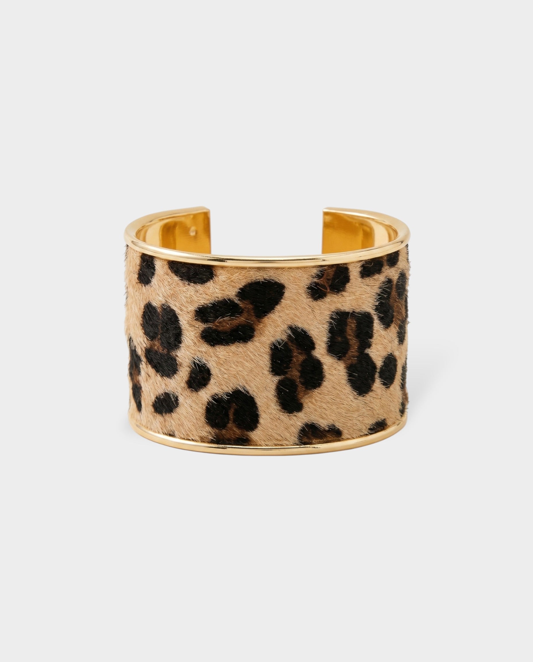 Leopard Faux Fur Wide Cuff Bracelet