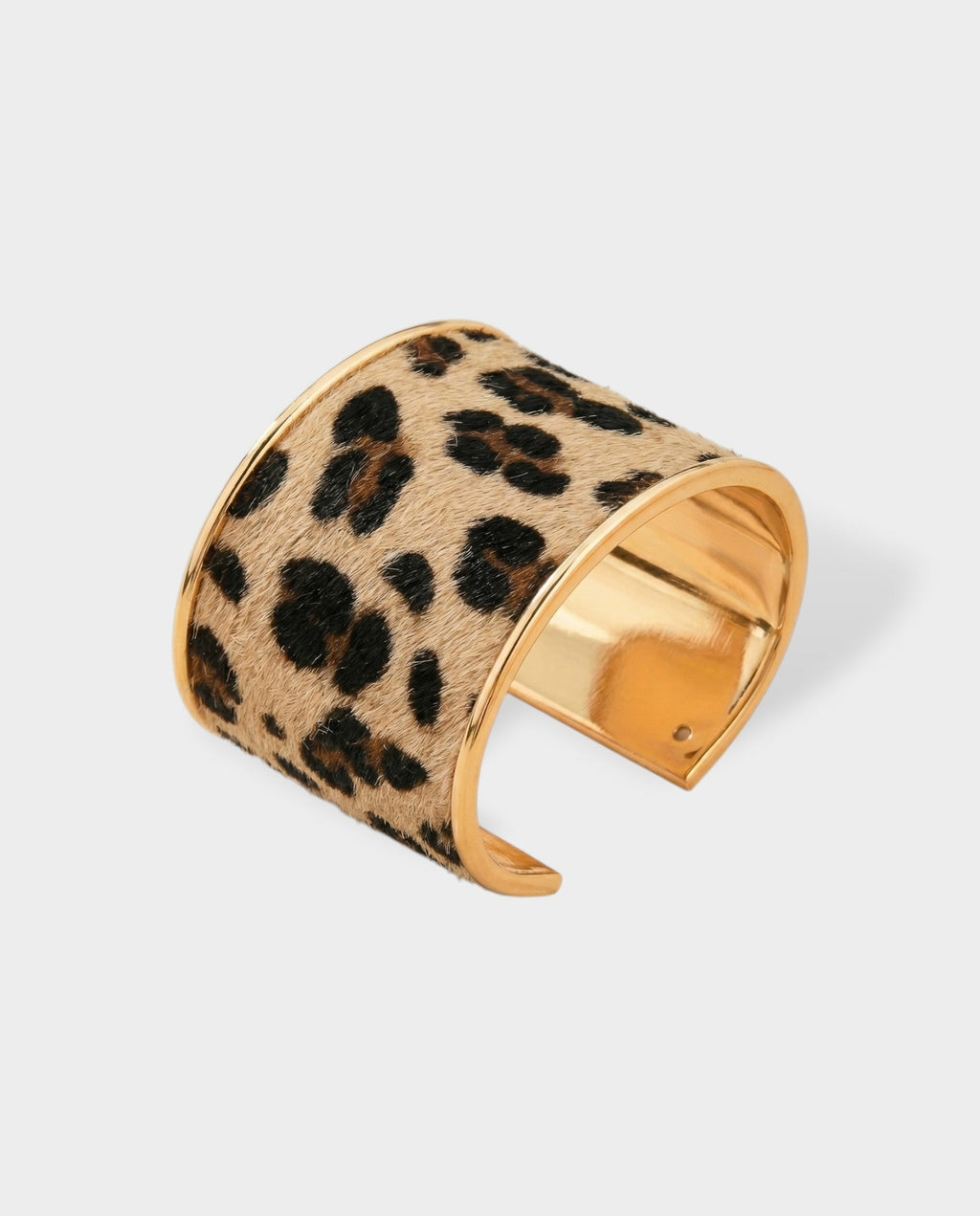 Leopard Faux Fur Wide Cuff Bracelet