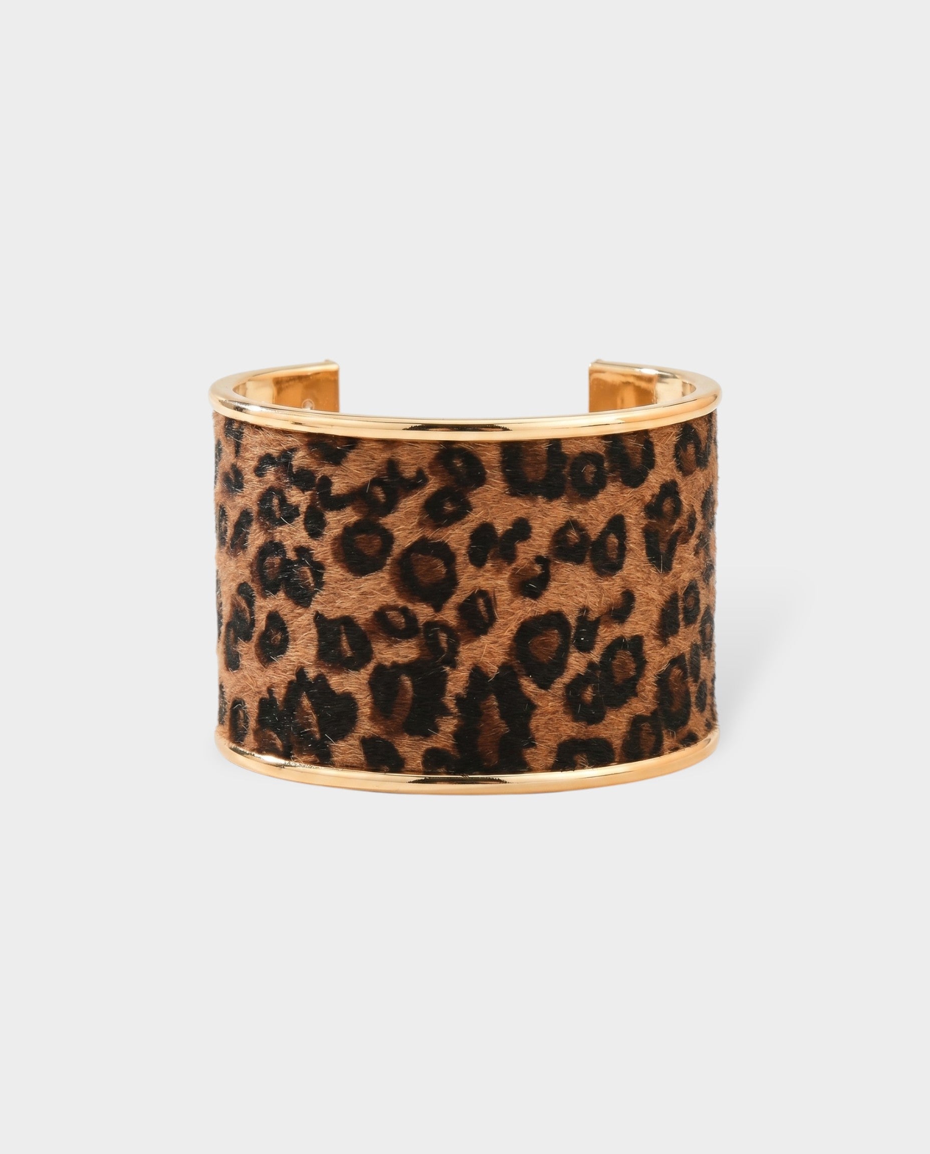 Leopard Faux Fur Wide Cuff Bracelet