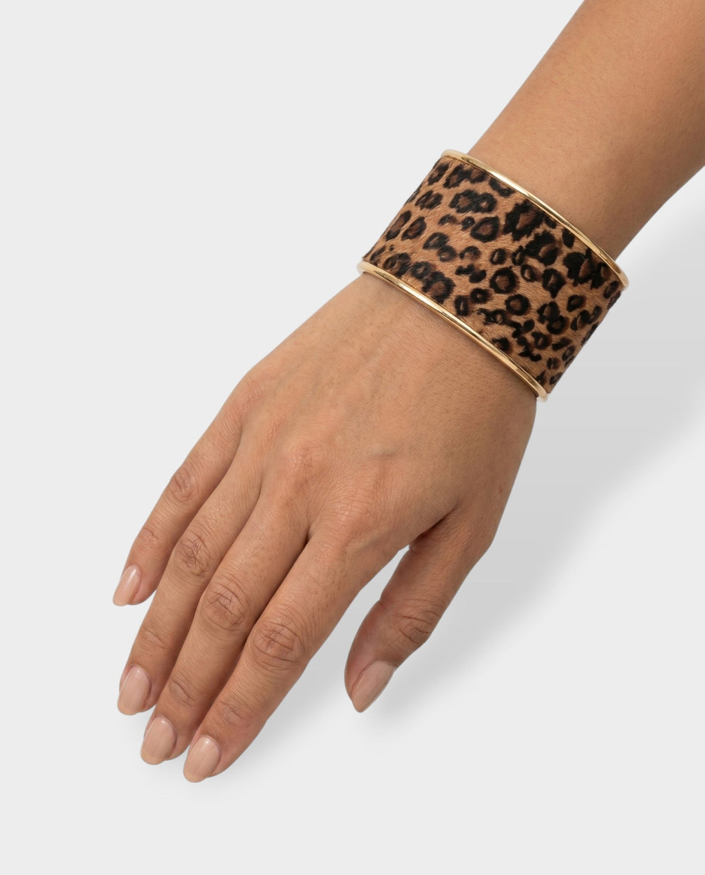 Leopard Faux Fur Wide Cuff Bracelet