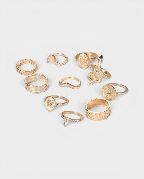 10-Piece Engraved Stackable Ring Set