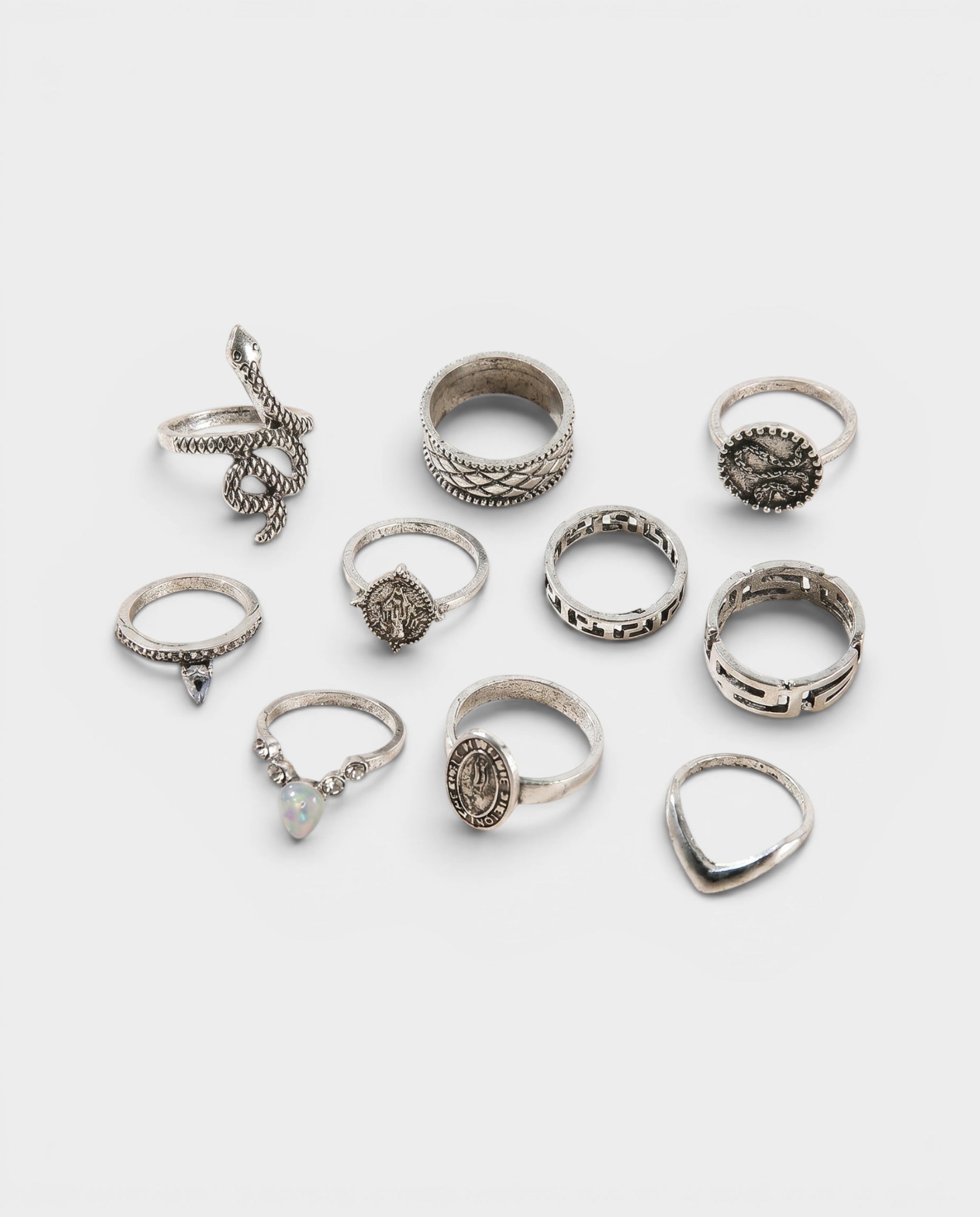 10-Piece Engraved Stackable Ring Set