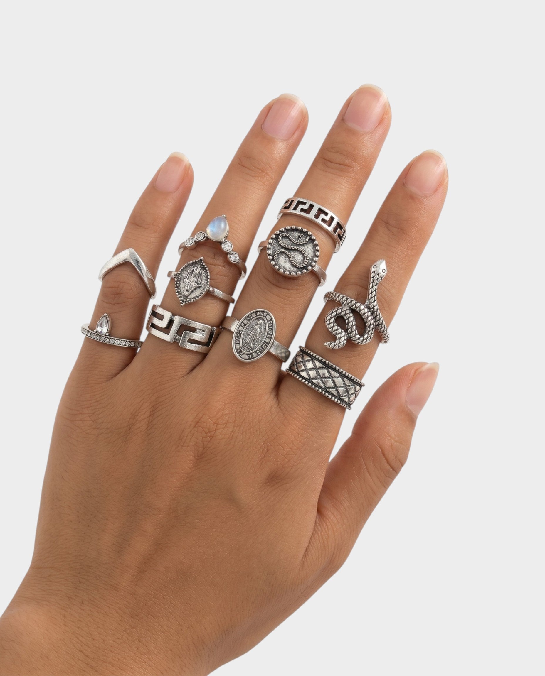 10-Piece Engraved Stackable Ring Set
