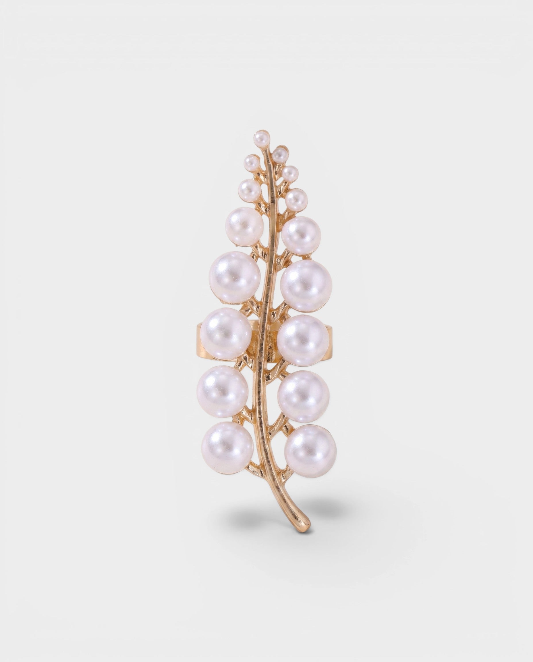 Gold Leaf Pearl Cluster Ring