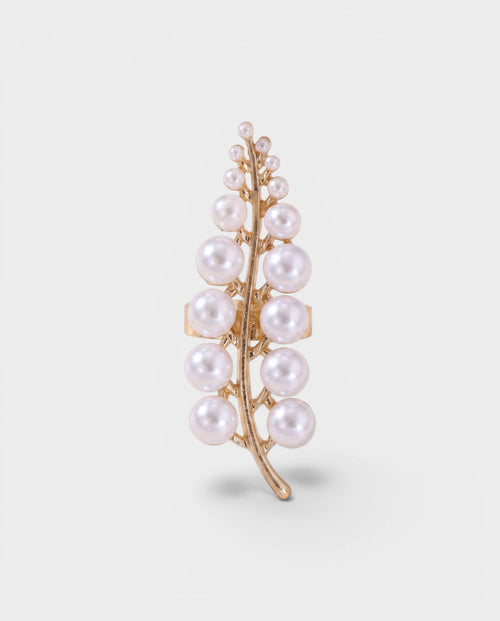 Gold Leaf Pearl Cluster Ring