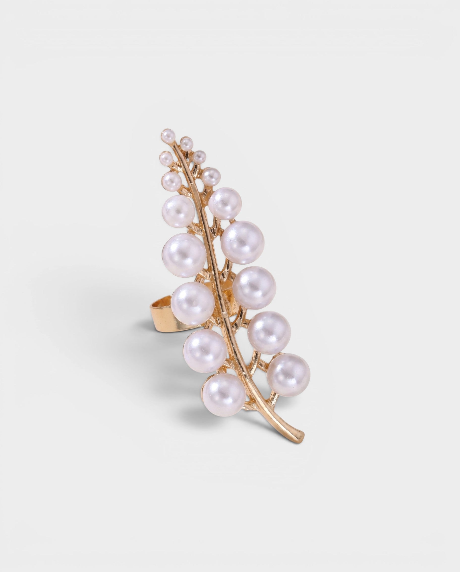 Gold Leaf Pearl Cluster Ring