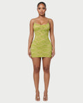 YOLINA Lace Open-Back Bodycon Mini Dress