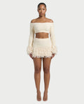 CAELINA Knit Crop Top & Fringe Mini Skirt Set