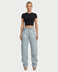 NAMI Distressed Denim Chaps Pants