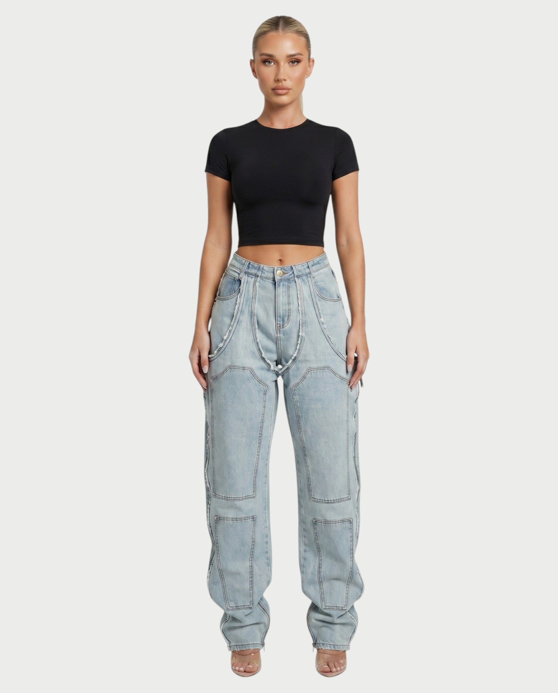 NAMI Distressed Denim Chaps Pants