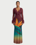 LORISSE Ruffle Trim Floral Maxi Dress