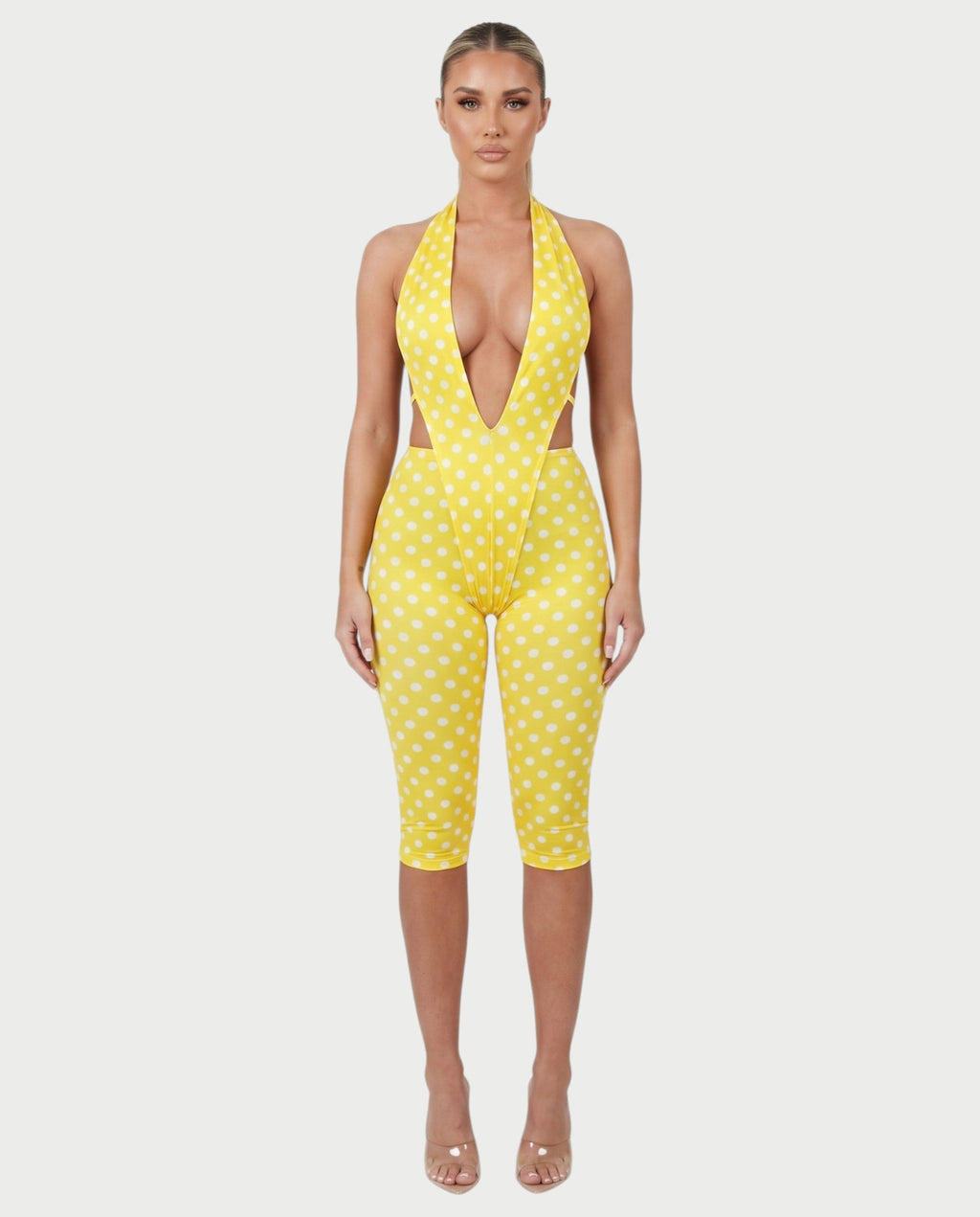 ELYNDRA Open Back Tie-Waist Polka Dot Romper