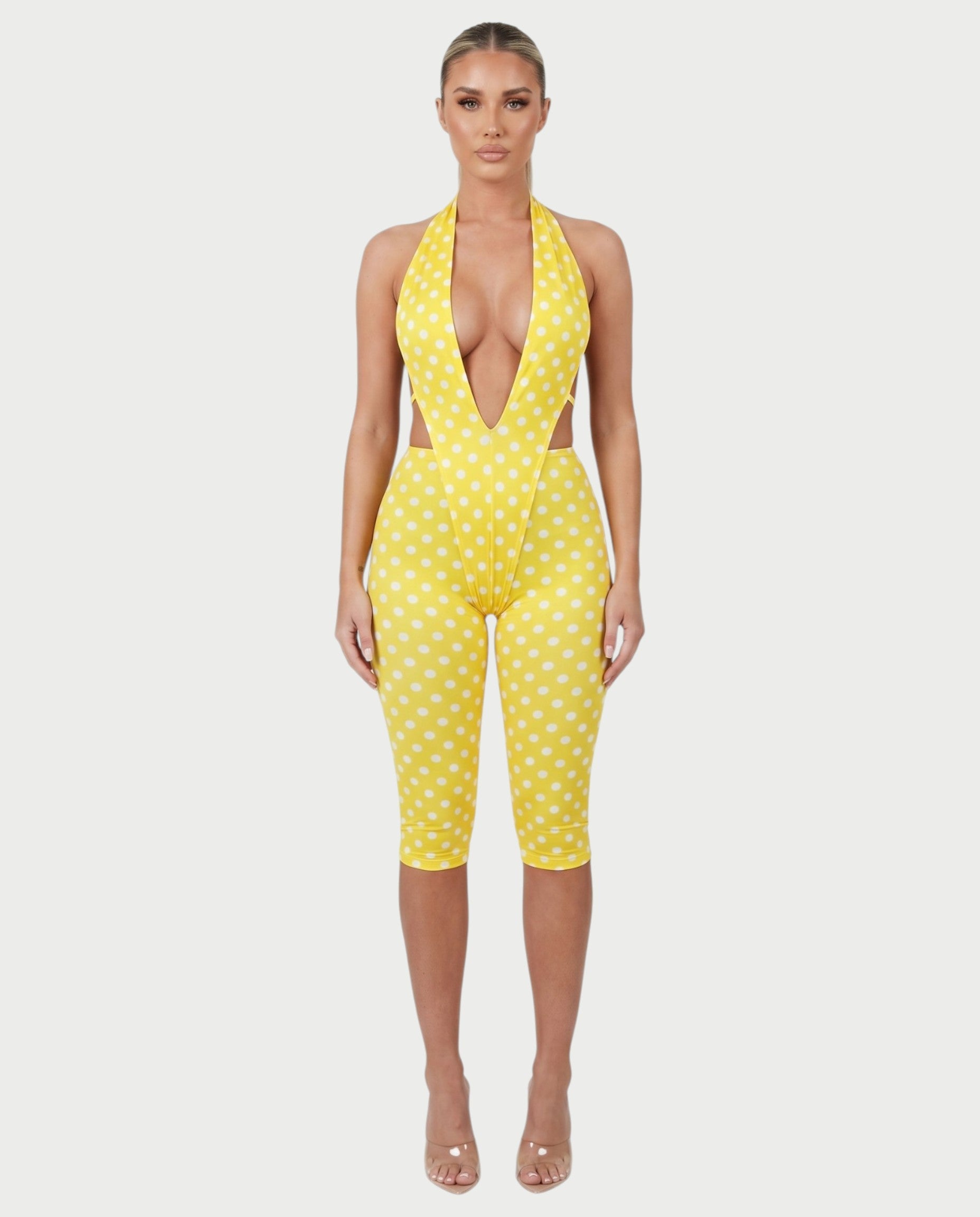 ELYNDRA Open Back Tie-Waist Polka Dot Romper