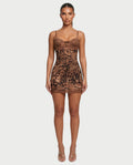 ALEYA Lace Bust Leopard Print Bodycon Mini Dress