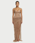 RINA One-Shoulder Lace Corset Maxi Dress