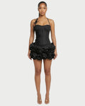 STUCY Floral Appliqué Corset & Mini Skirt Set