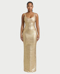 PHELIA Metallic Bandage Maxi Dress