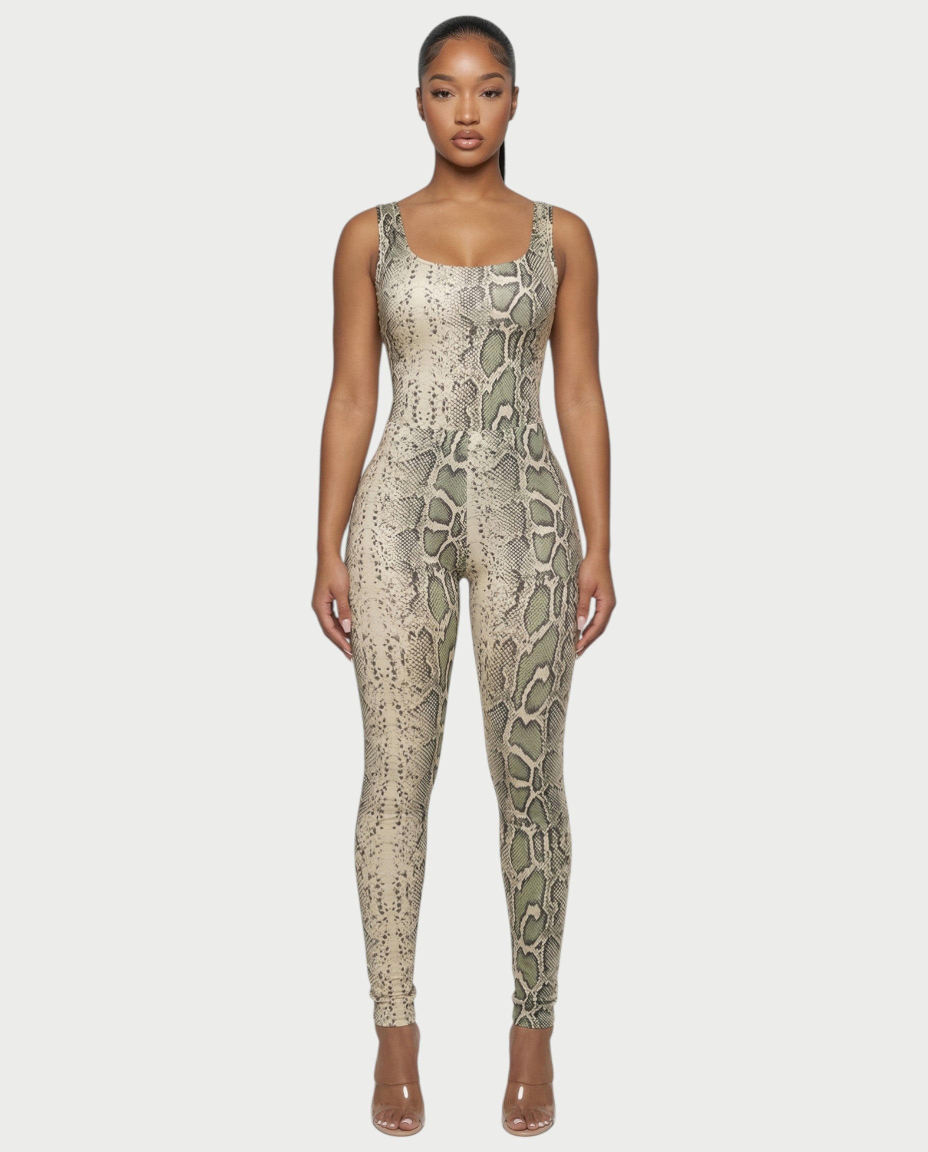 ANNELA Snake Print Bodysuit & Pants Set