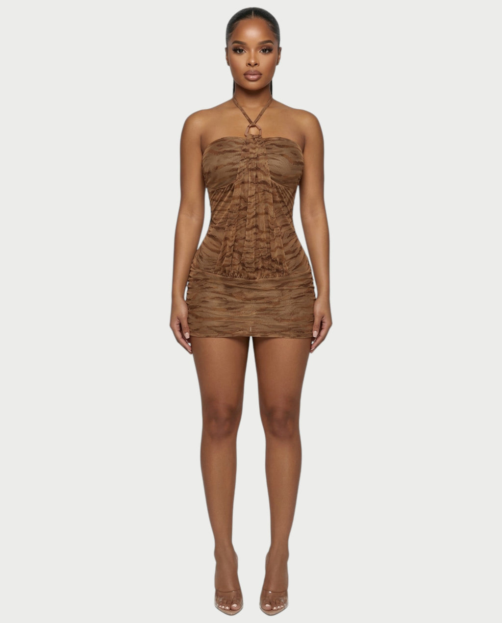 VIVIA Halter Ring Bodycon Mini Dress
