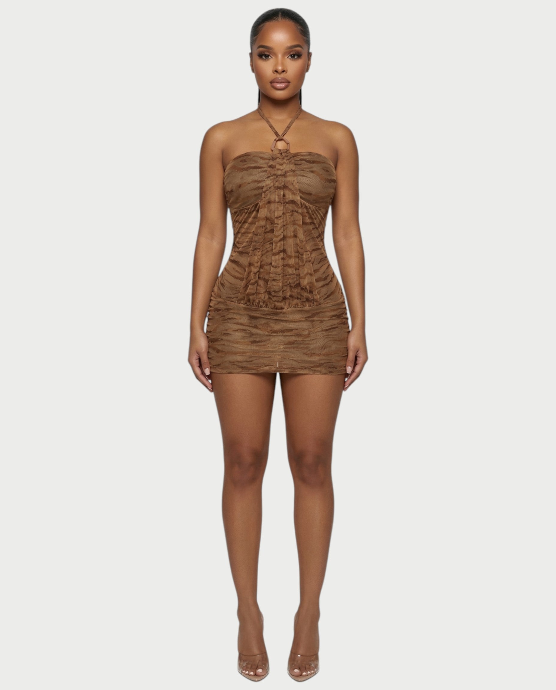VIVIA Halter Ring Bodycon Mini Dress