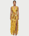 KIMMY Baroque Chain Print Ruffle Maxi Dress