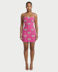 RYMA Rhinestone Grid Bow Mini Dress
