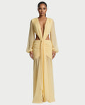 RAIZA Open Back Draped Chiffon Maxi Dress