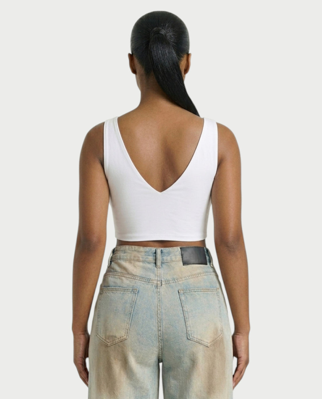 SALIE Deep V-Neck Sleeveless Crop Top
