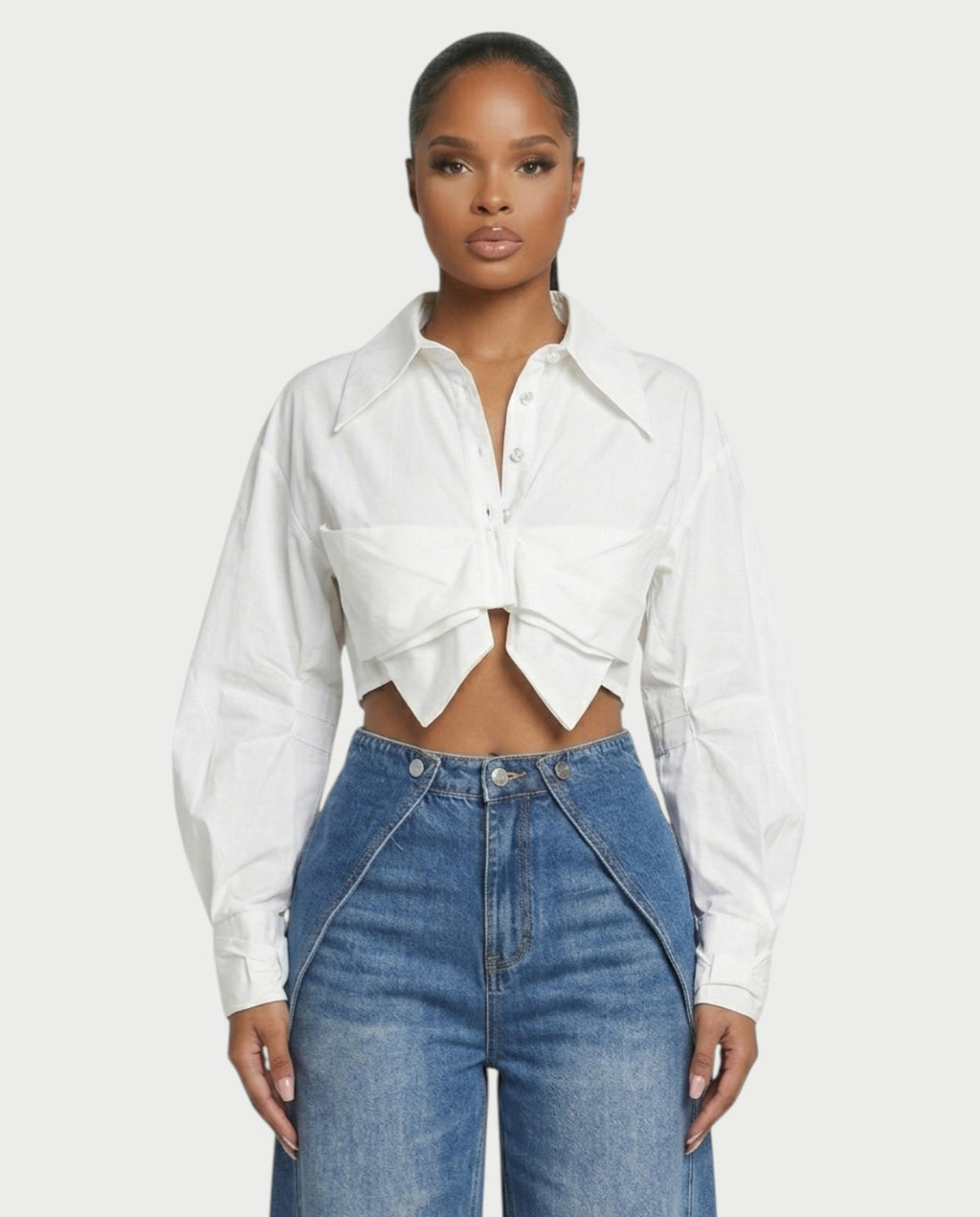 ORLY Cropped Twist Detail Shirt