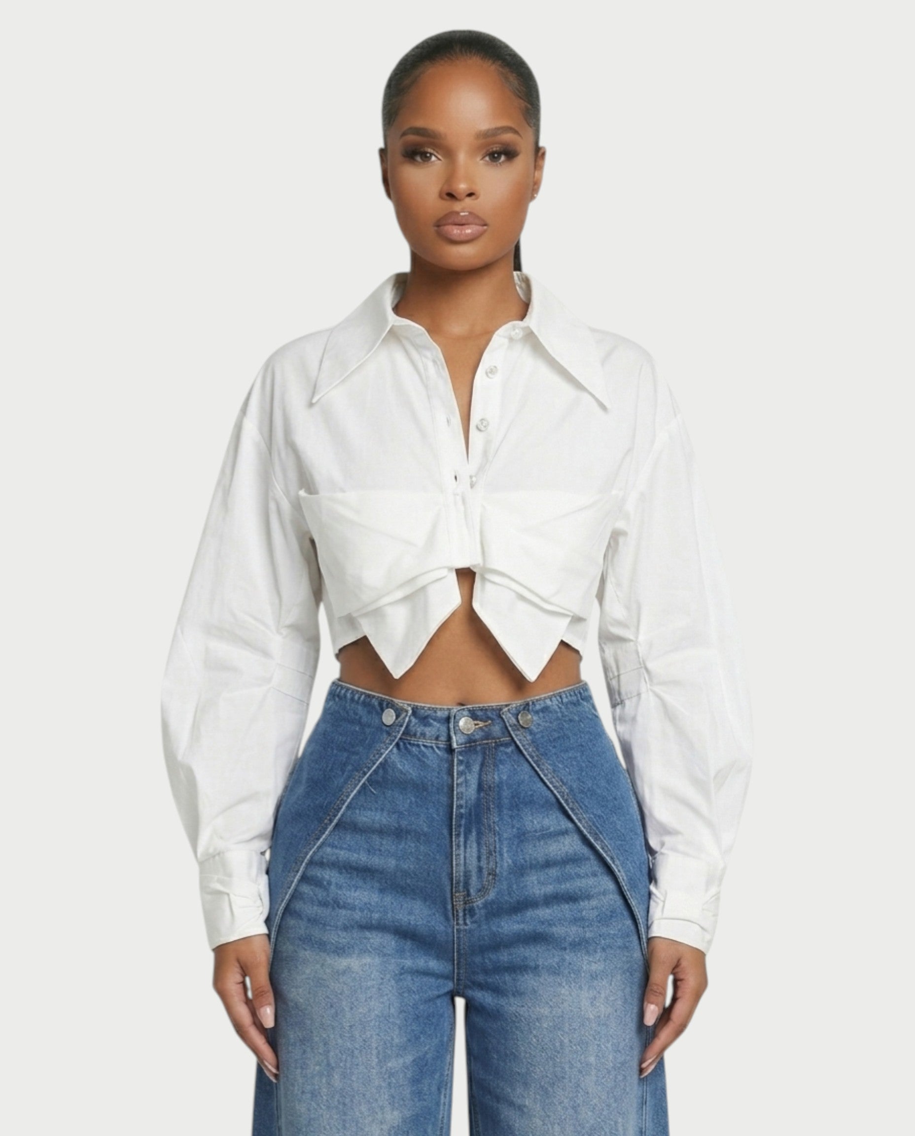 ORLY Cropped Twist Detail Shirt