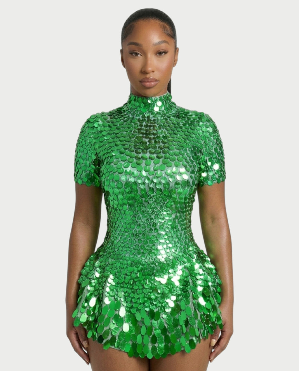 KAIRIE Sequin Scallop Mini Dress