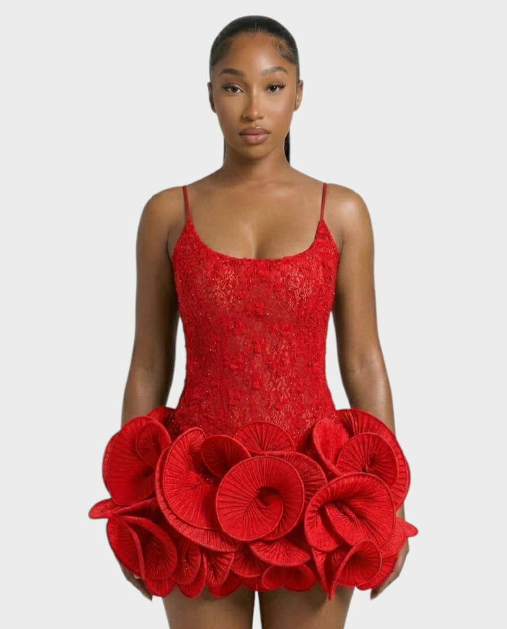 KOVA Flared Pleated Flounce Skirt Mini Dress
