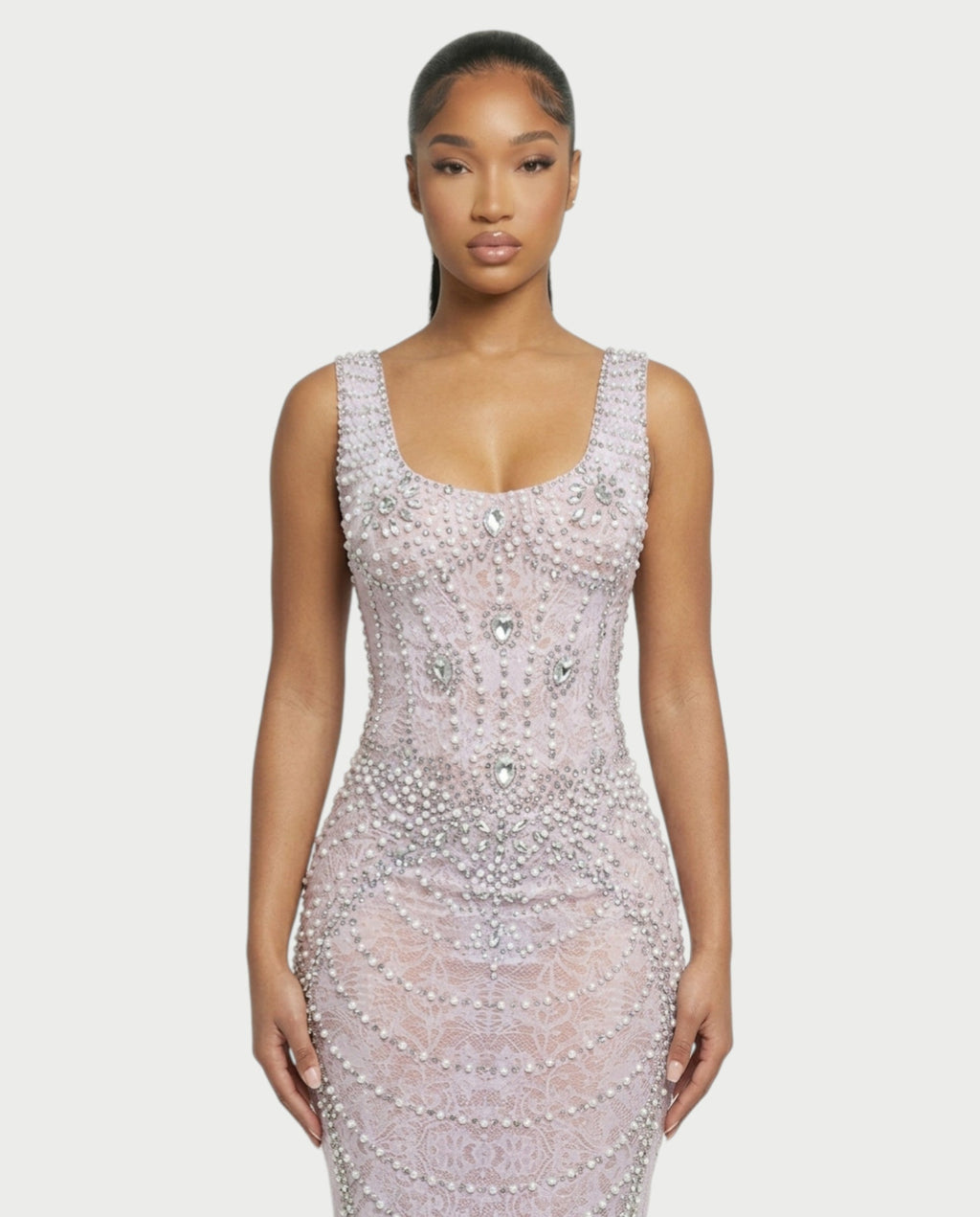 HELMA Pearl & Crystal Beaded Maxi Dress