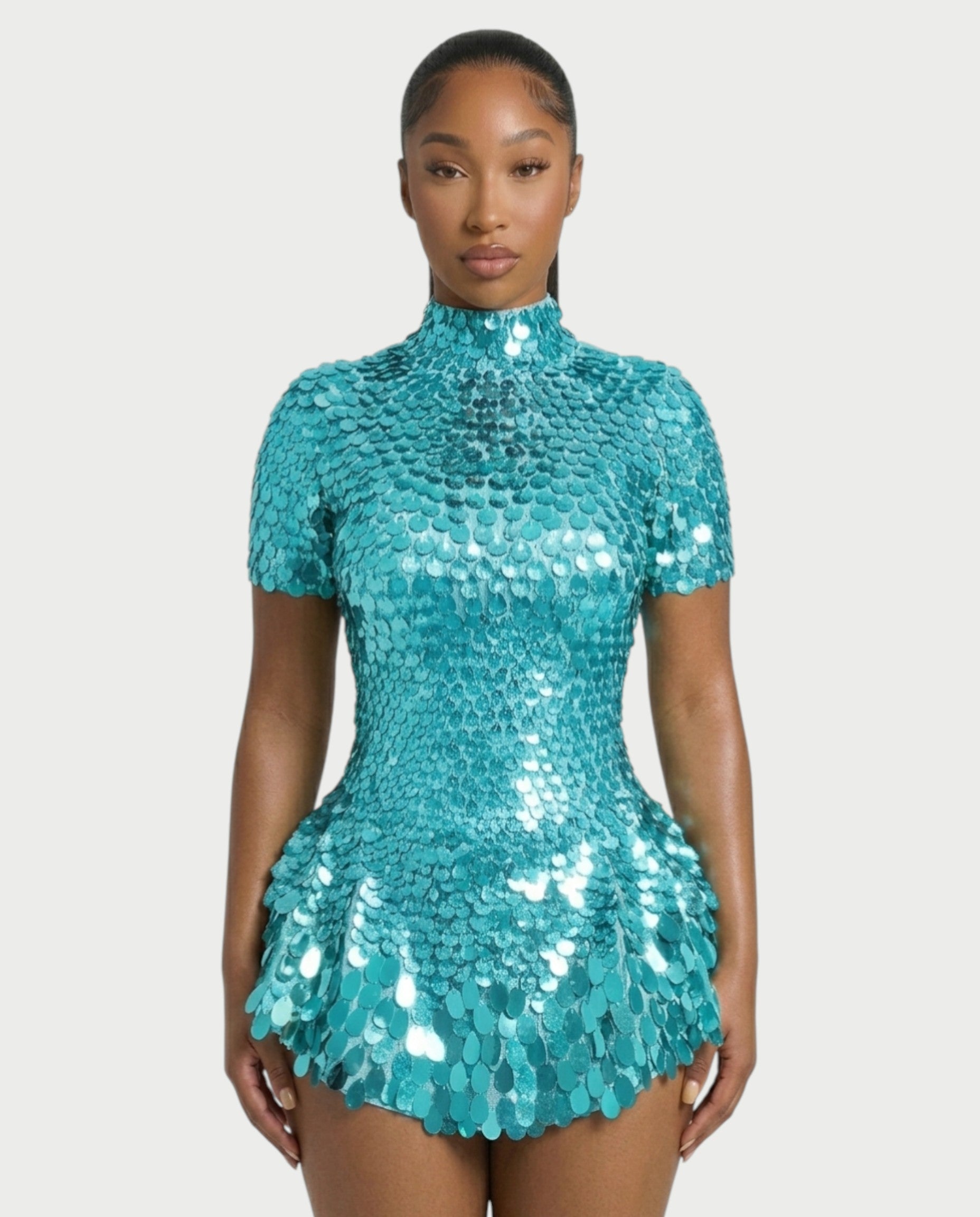 KAIRIE Sequin Scallop Mini Dress