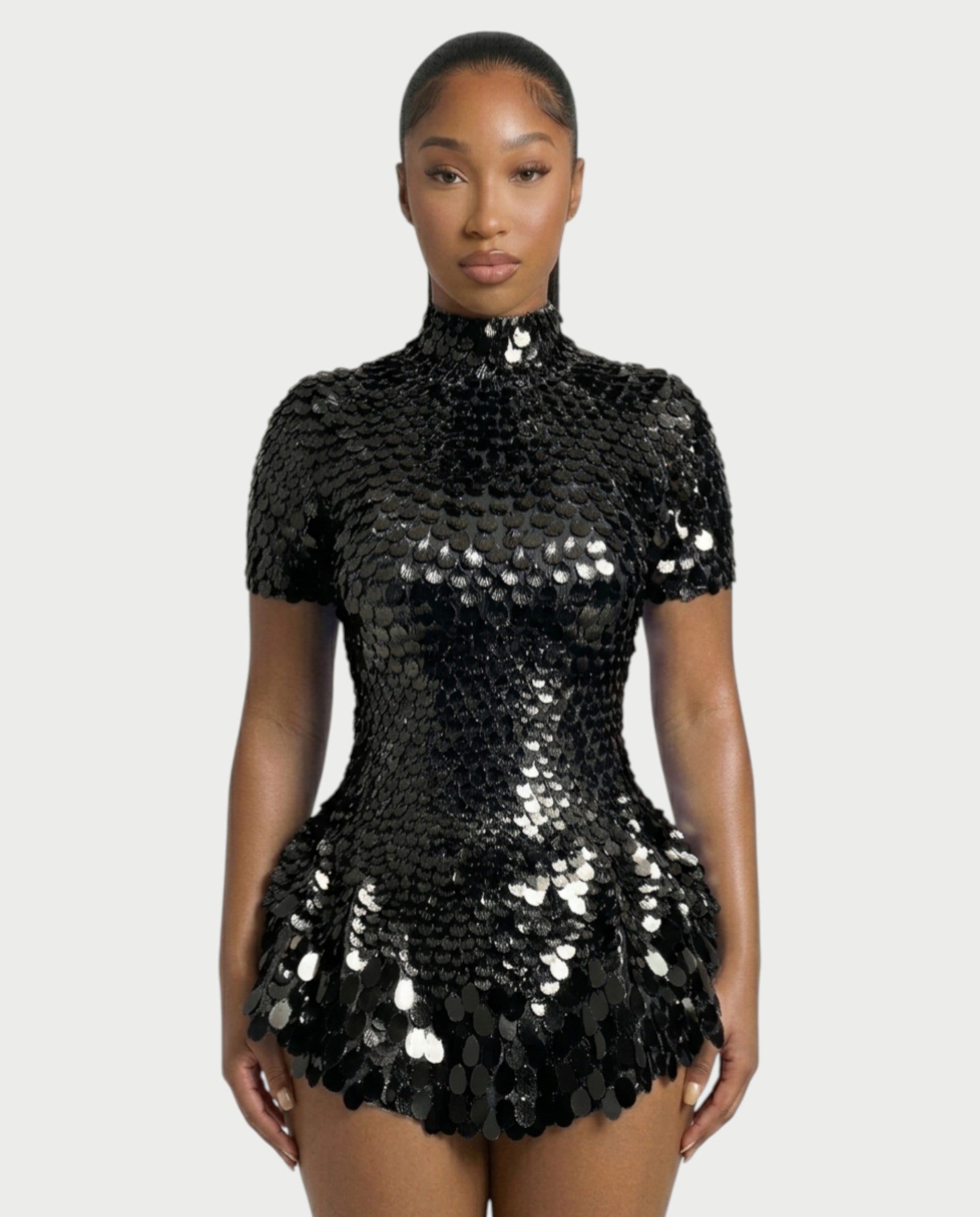 KAIRIE Sequin Scallop Mini Dress