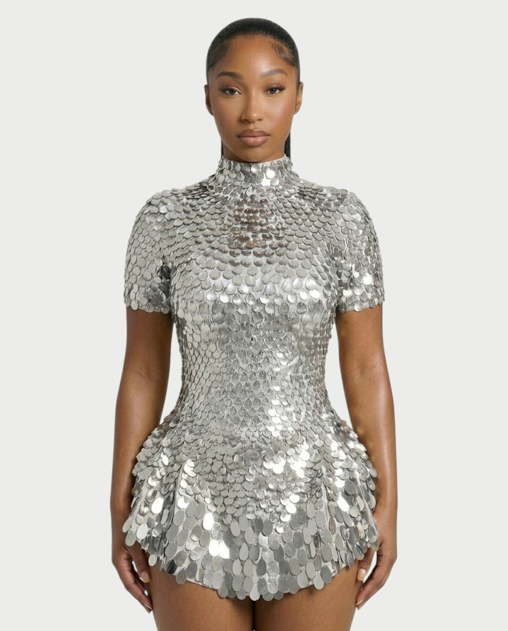 KAIRIE Sequin Scallop Mini Dress