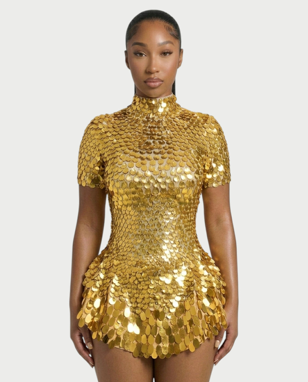 KAIRIE Sequin Scallop Mini Dress