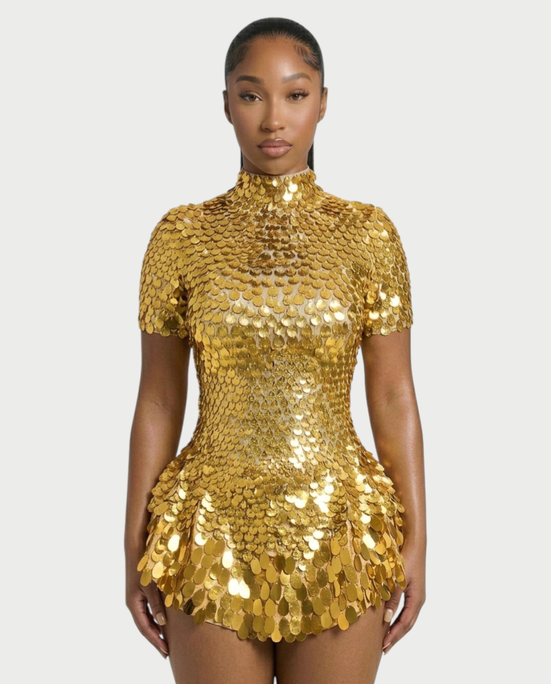 KAIRIE Sequin Scallop Mini Dress