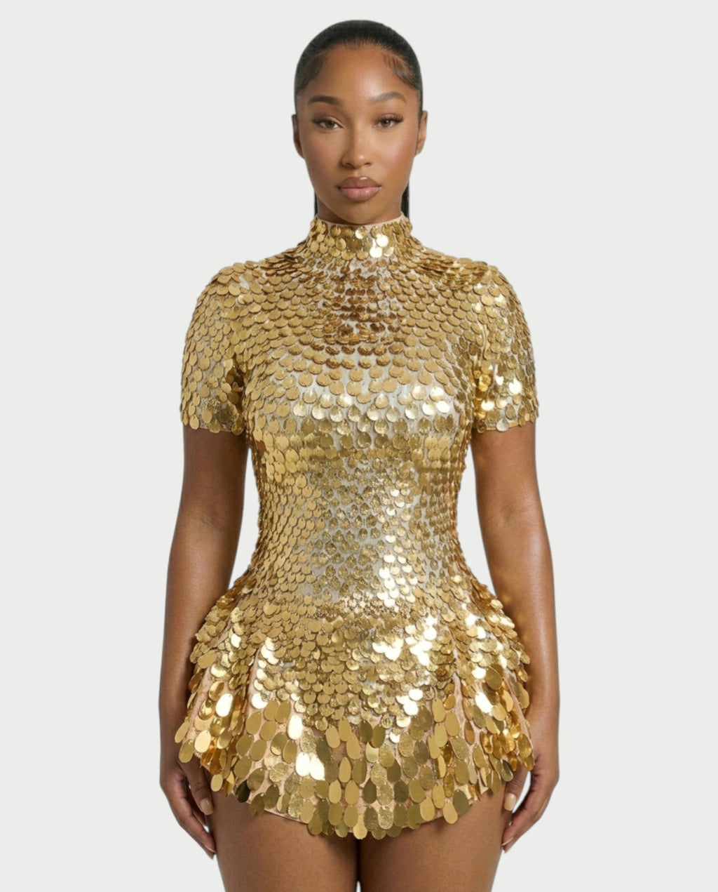 KAIRIE Sequin Scallop Mini Dress