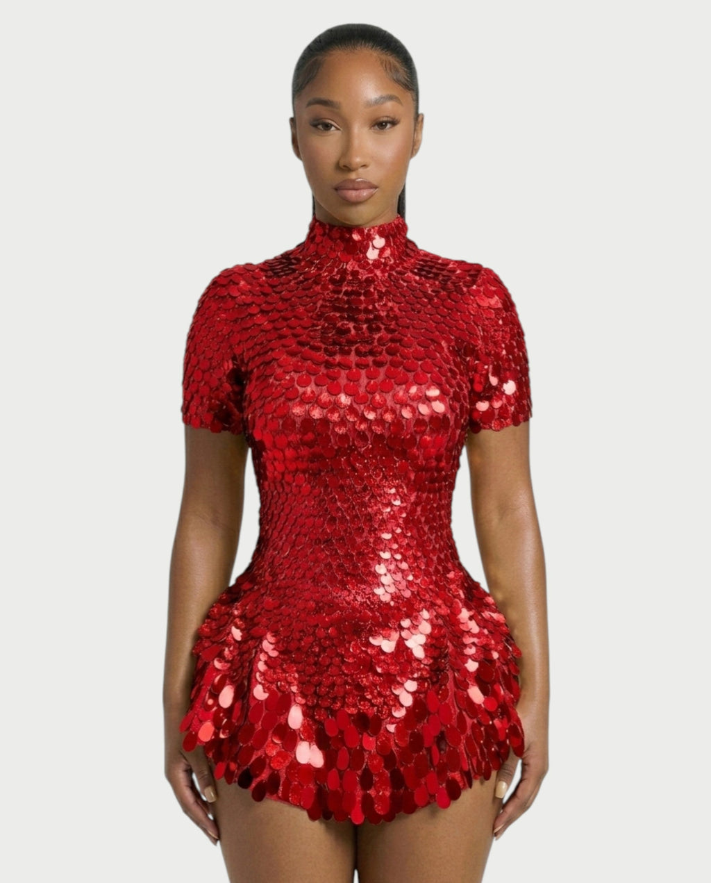 KAIRIE Sequin Scallop Mini Dress