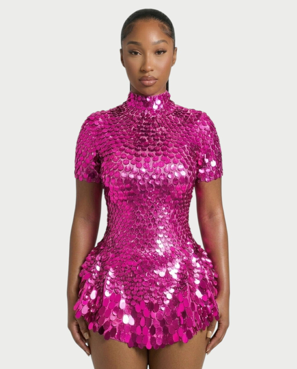 KAIRIE Sequin Scallop Mini Dress