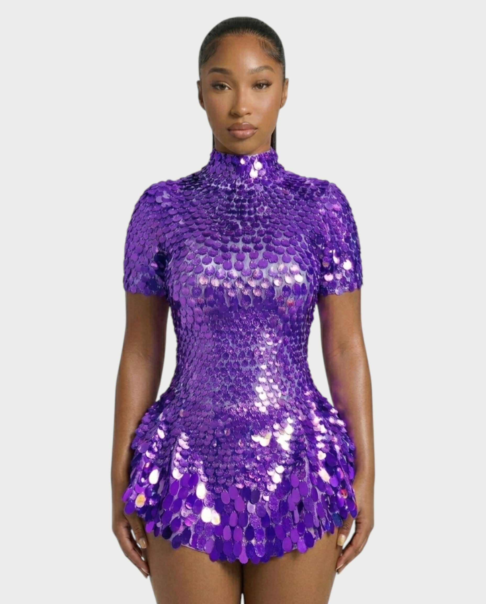 KAIRIE Sequin Scallop Mini Dress