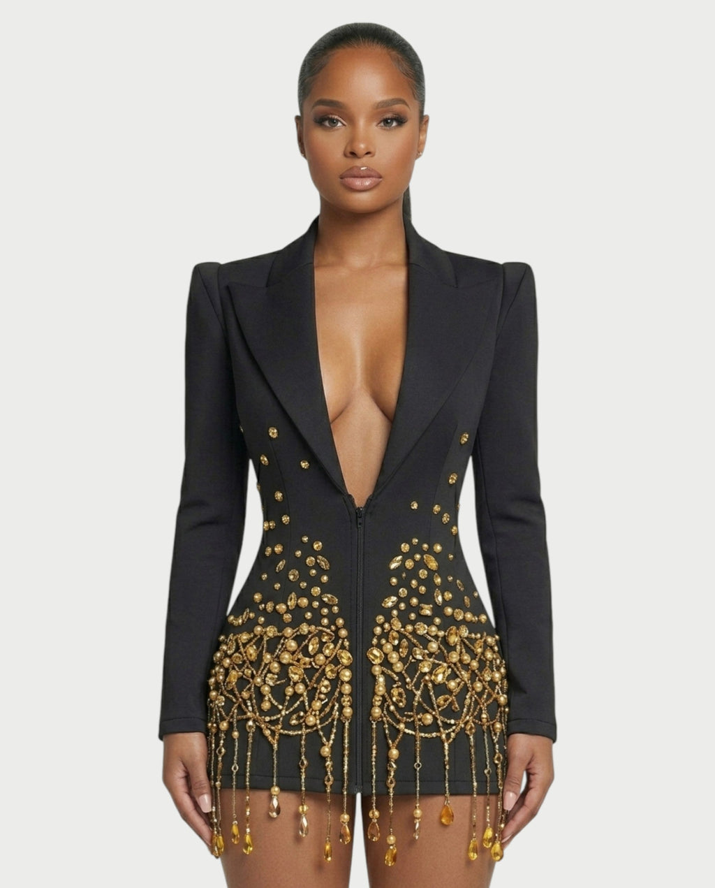 FIOR Pearl & Crystal Blazer Mini Dress