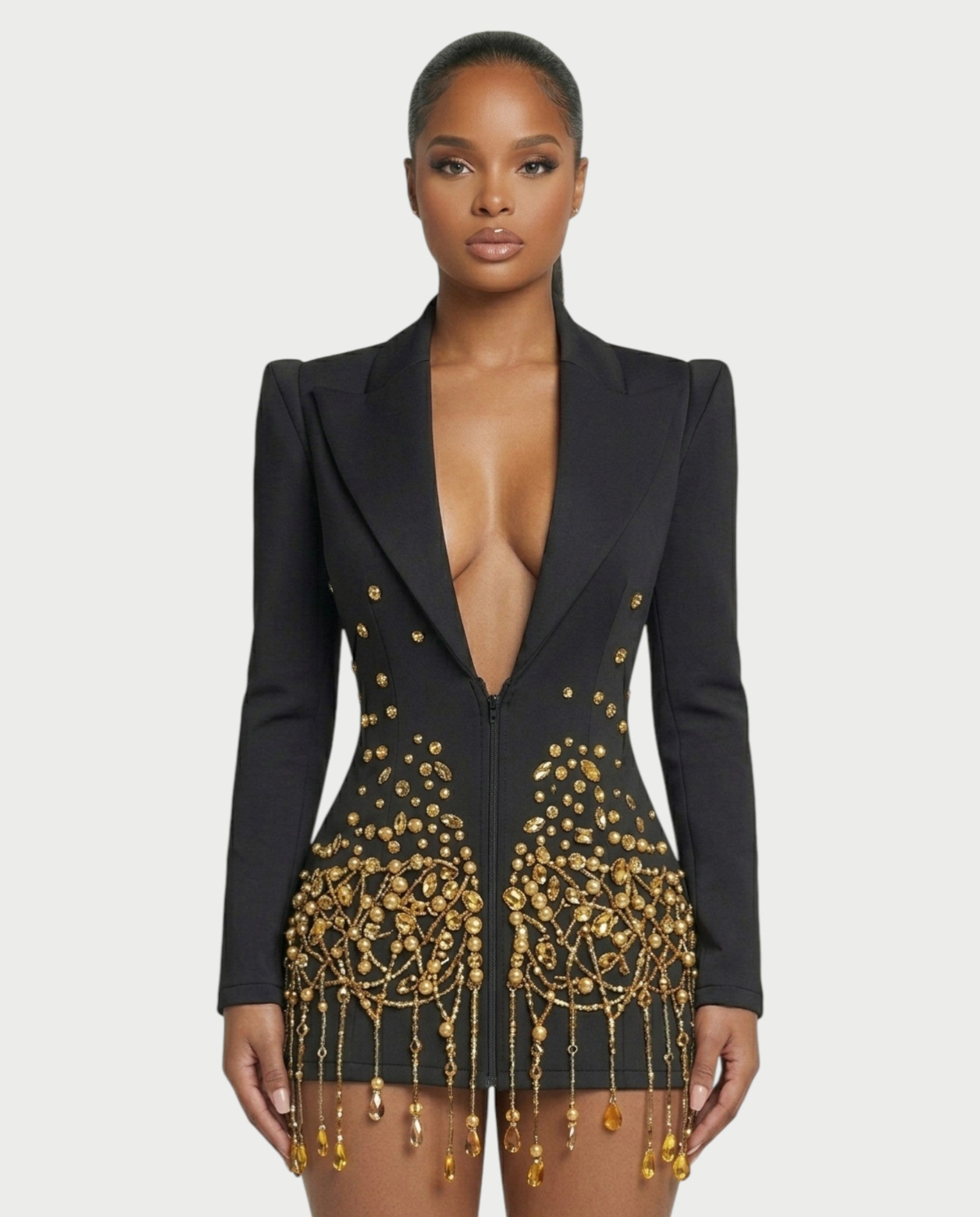 FIOR Pearl & Crystal Blazer Mini Dress