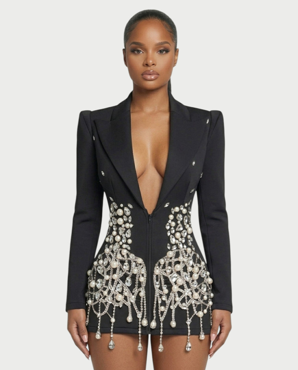 FIOR Pearl & Crystal Blazer Mini Dress