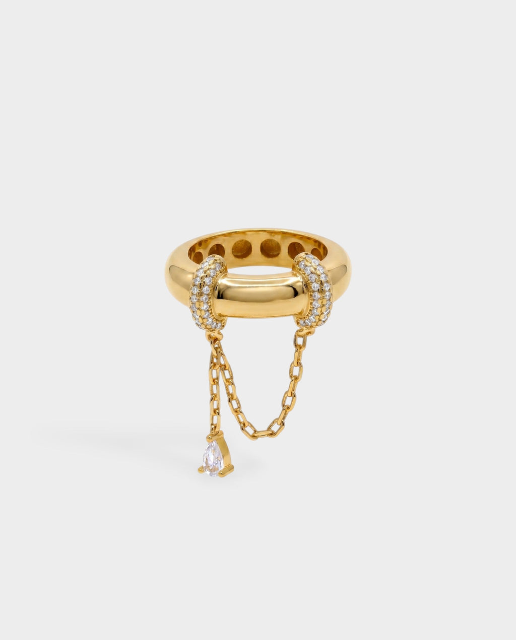 Pavé Crystal Teardrop Chain Ring