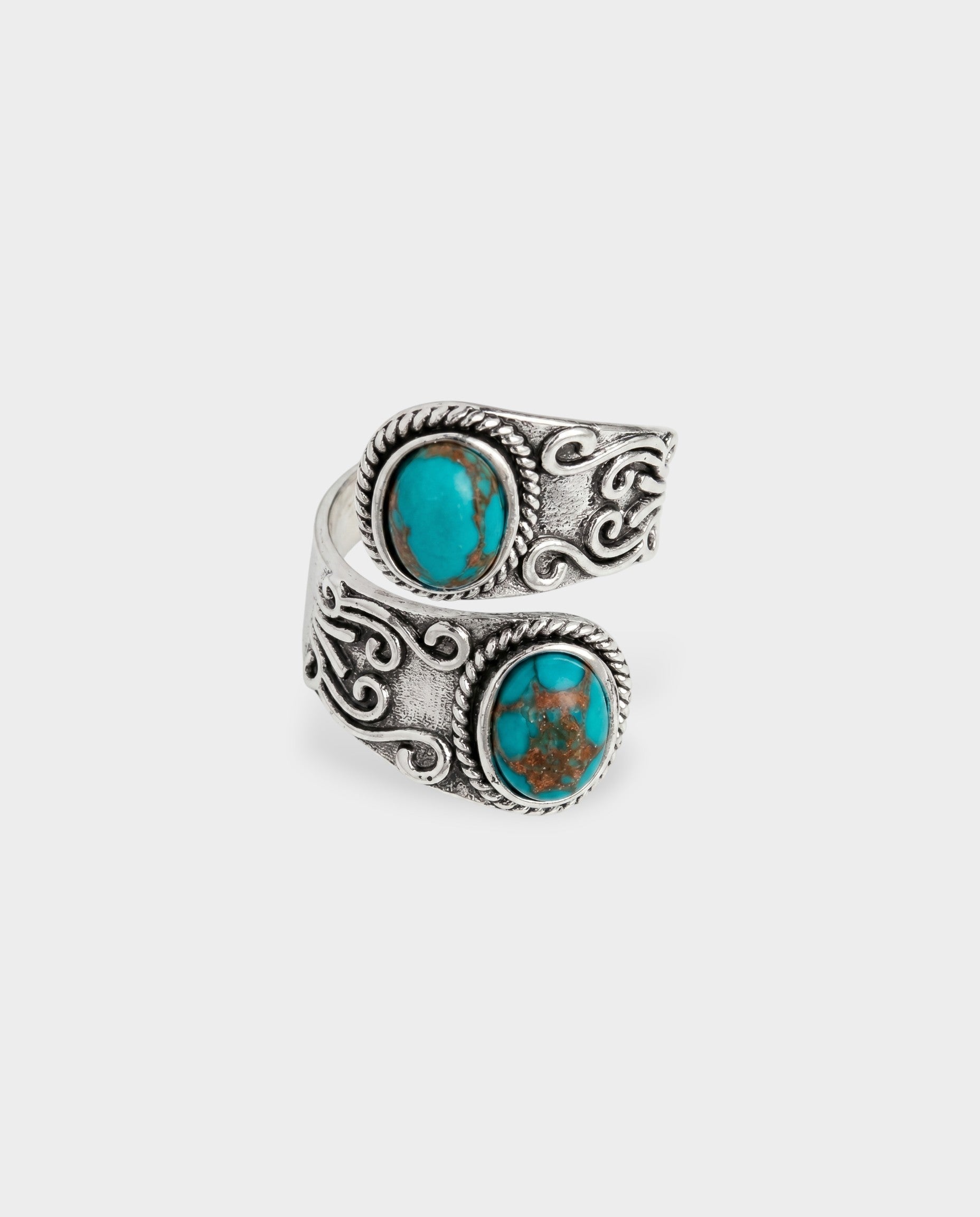 Dual Turquoise Stone Wrap Ring