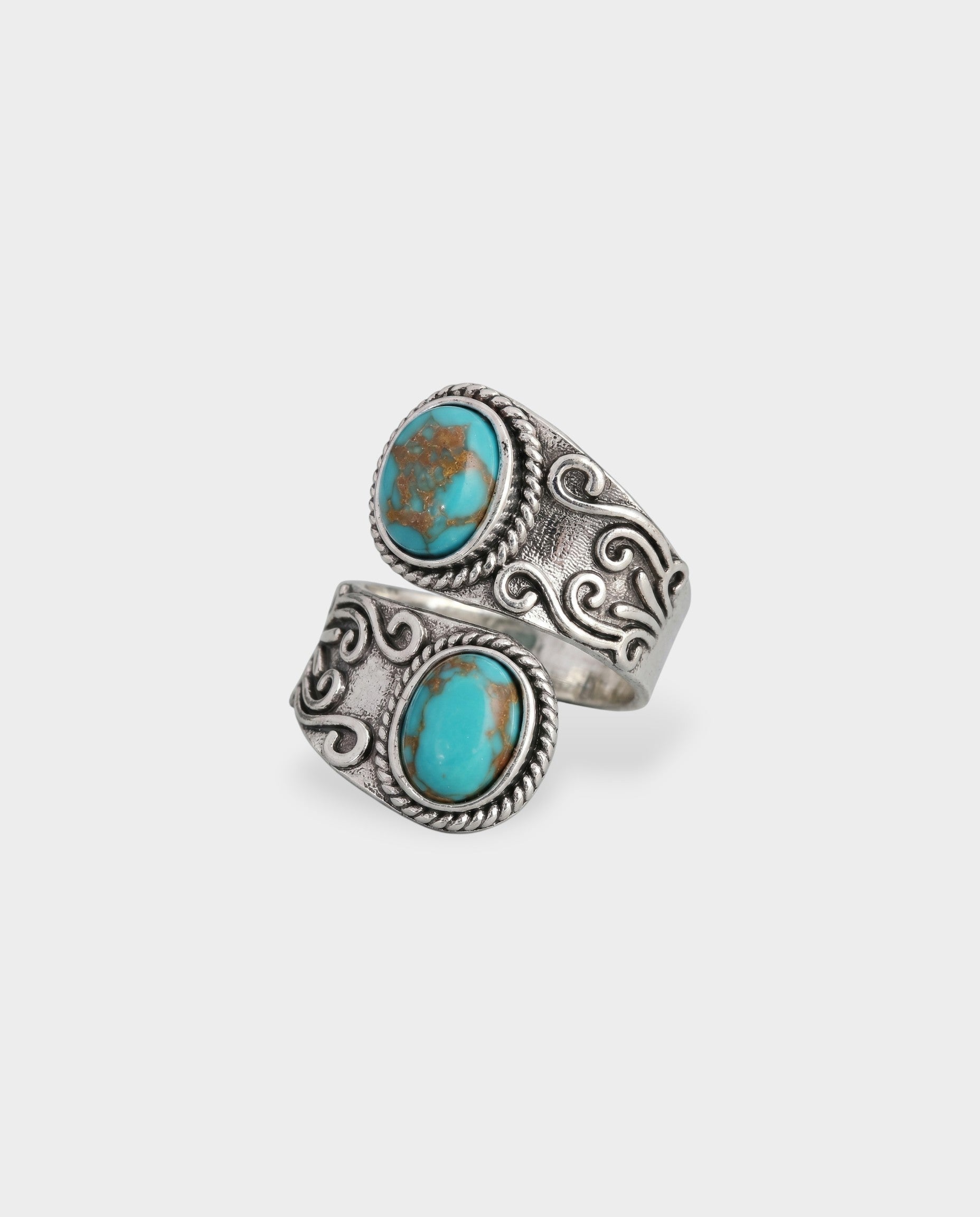Dual Turquoise Stone Wrap Ring